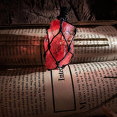 Blazing Heart|Handwoven Fire Element Red Crystal Pendant Necklace - Cerapoet